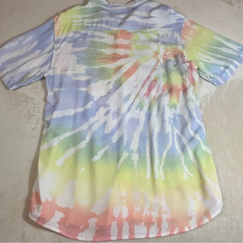 Vintage Y2K Ron Jon Surf Shop Men's Tie Dye Shirt Button Down Shirt Size L